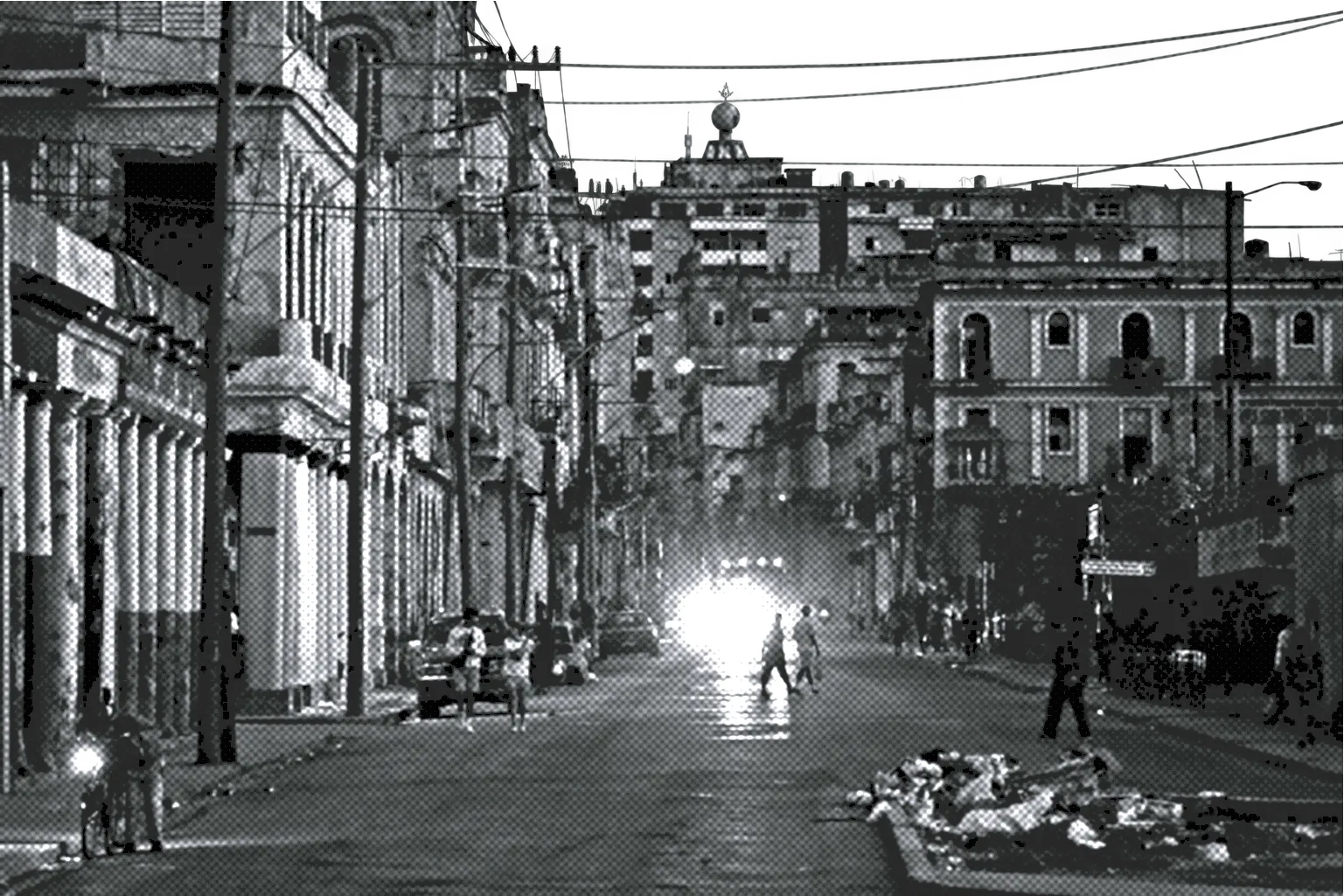 A Havana street in darkness during a blackout