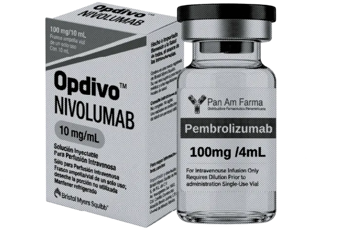 Boxes of nivolumab (Opdivo) and pembrolizumab