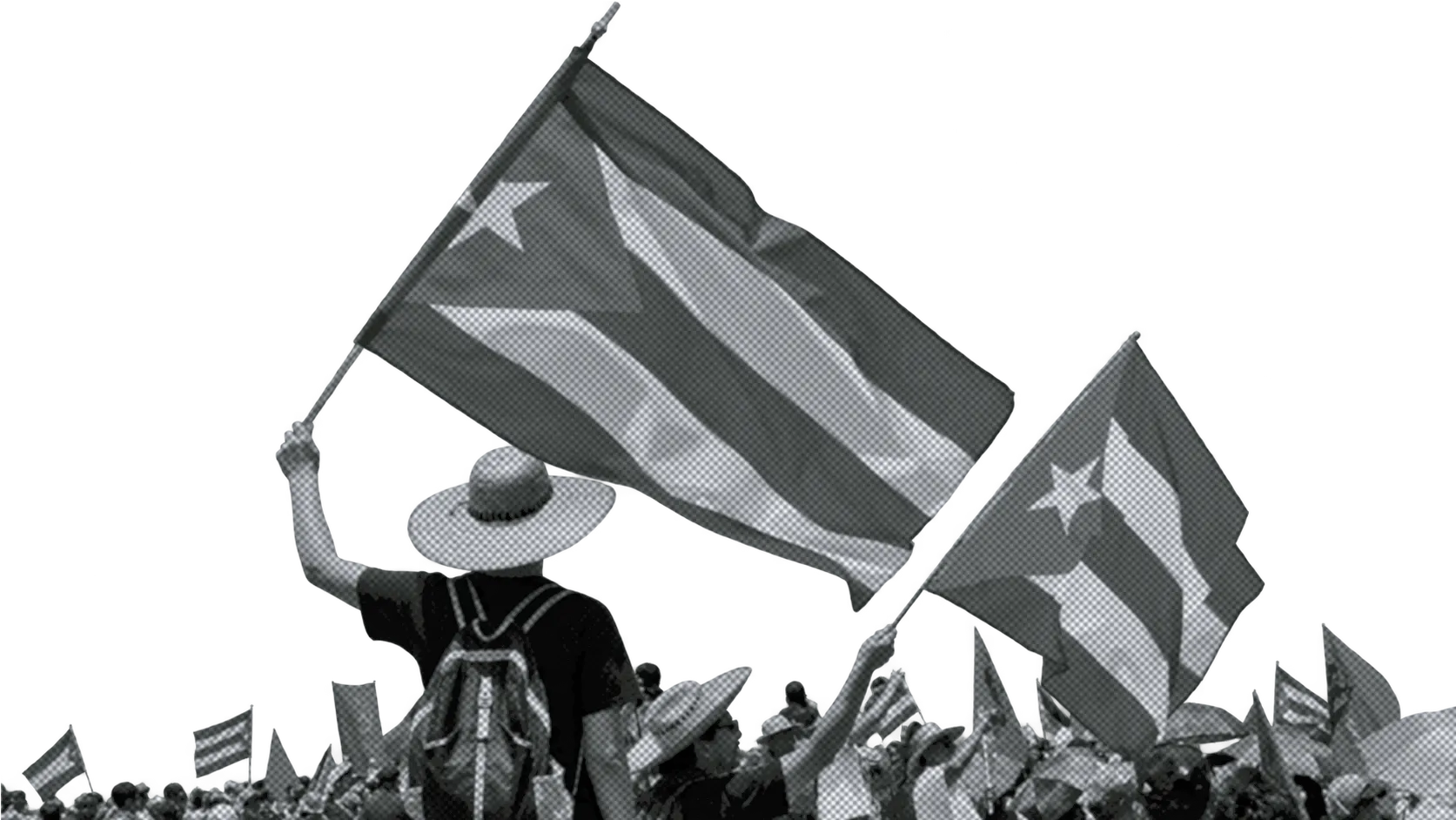 Cuban flags at a demonstration
